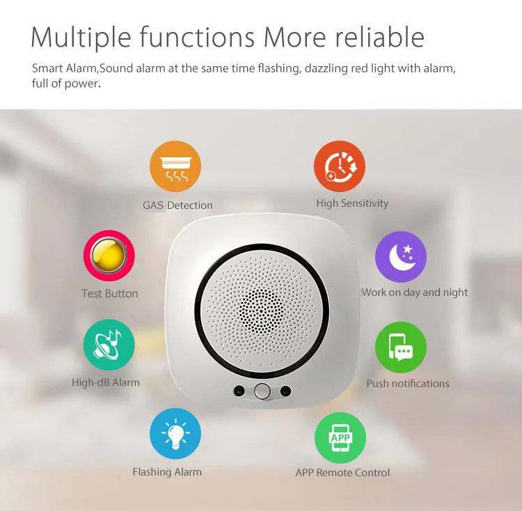 90-220Vac EU Plug WIFI Natural Gas Detector Tuya APP Push Message Coal Gas Sensor LPG Alarm NC/NO Relay Shut Off DN10/15 Valve