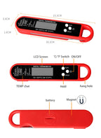 Digital Waterproof Meat Thermometer for Cooking Instant Read Food Thermometer for Grill BBQ with Accurate Temperature Display