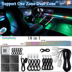 14/18 in 1 Led Acrylic Car Ambient Light RGB 64 213 Color Symphony Acrylic APP Streamer Atmosphere Lamp Kit One Zone Dual Zone