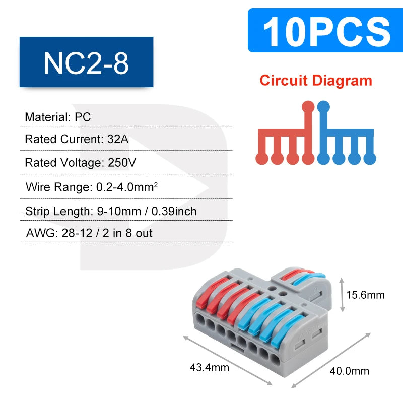 Mini Fast Wiring Connectors Universal Compact Splitter Electrical Cable Push-in Conductors Connector With Lever Terminal Block