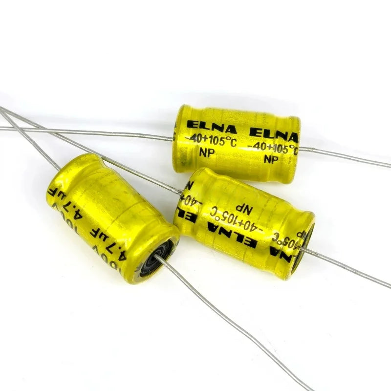 5PCS 2.2/3.3/4.7/6.8/10UF/100V Tweeter Stepless Axial Electrolytic Crossover Horizontal Capacitor