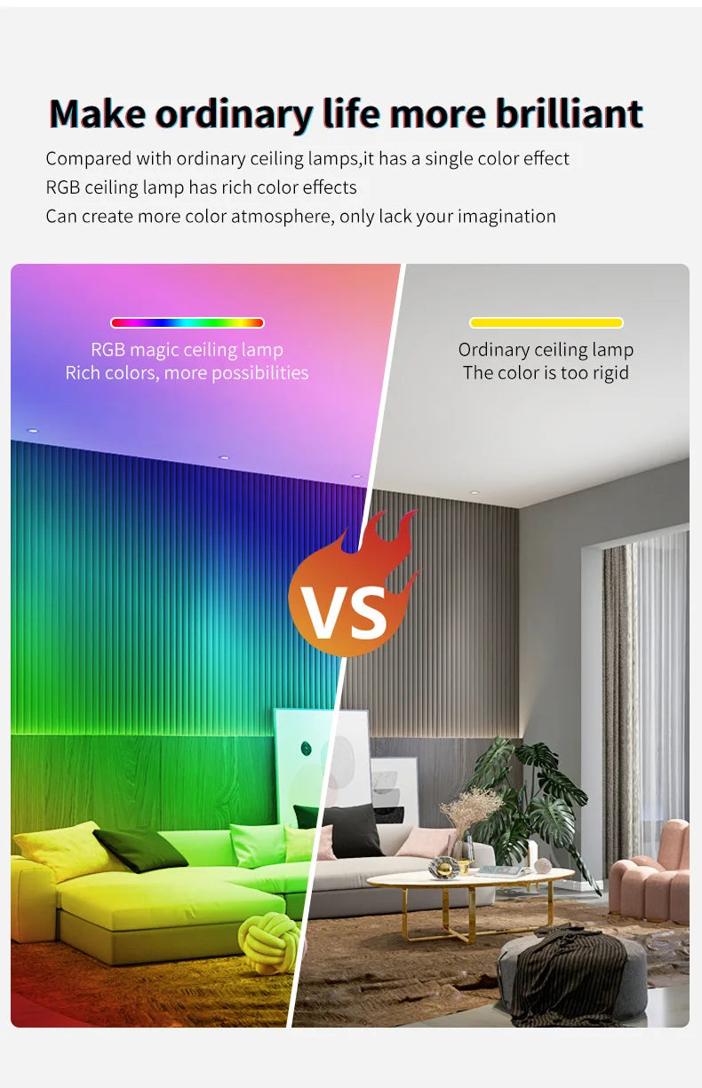38cm RGB Smart LED Ceiling Light Dimmable Tuya APP Remote Alexa Google Voice Control Living Room Bedroom Home Decor Ceiling Lamp