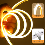 Dimmable 220V COB LED Light With Dimmer EU Power Kit Neon Strip 288Leds/M Waterproof Garden Room Home Bar Lighting Flexible Lamp