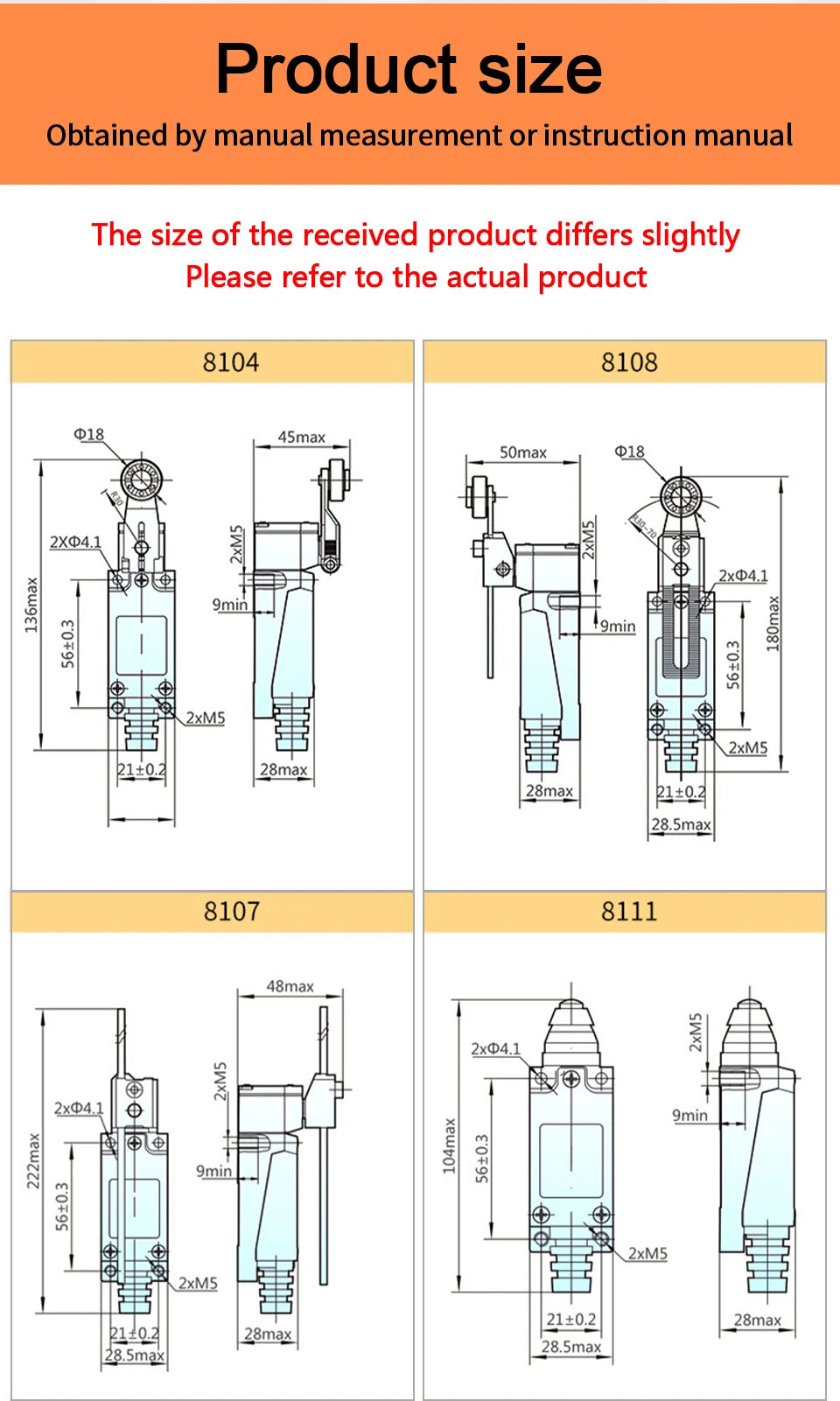 OMCH Instantaneous Limit Switches ME8104 8107 8108 8111 8112 8122 8166 8169 9101 Limit Switches for Sealed Industrial Machi