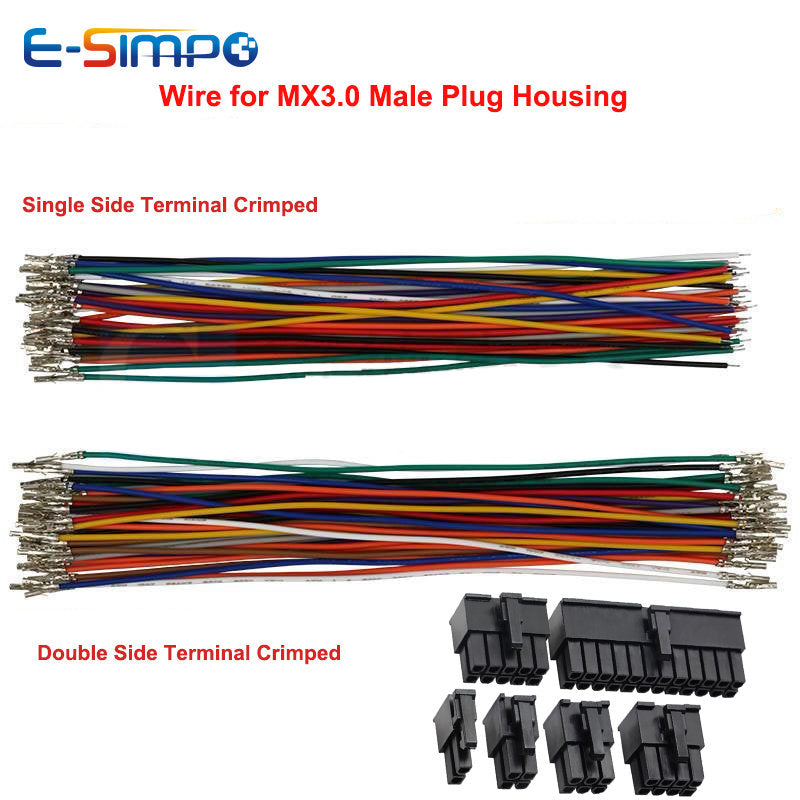 50PCS MX3.0mm Small 5557/5559 20AWG Single/Double Side Terminal Crimp Male Female Docking Electronic Connection Line Wire Cable