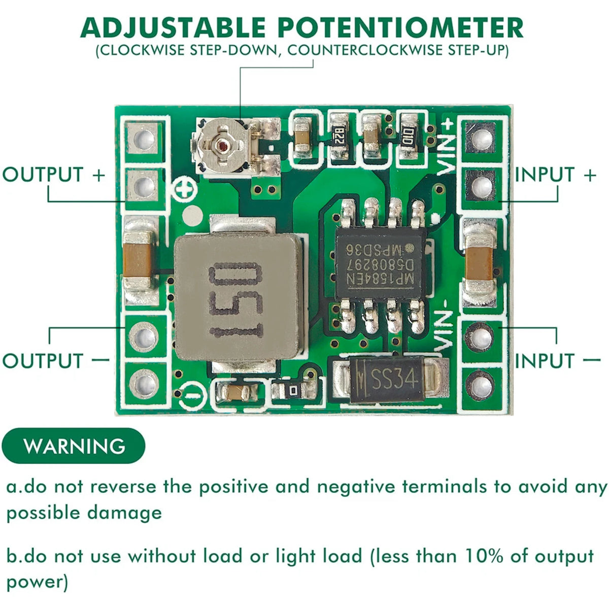 MP1584EN Buck Converter DC-DC Step Down Adjustable 3A Mini Power Module 24V to 12V 9V 5V 3V DIY Ultra-small LM2596