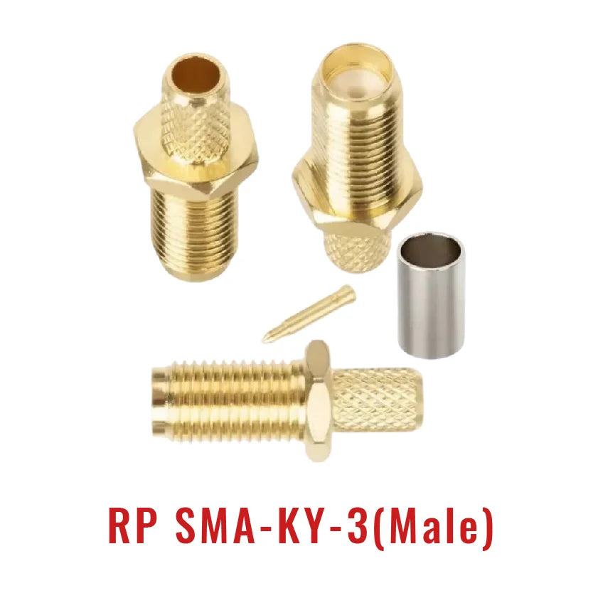 RP-SMA-KY-3 Male Female Bulkhead Crimp for RG58 RG142 SYV50-3 Cable RF Coaxial Connector