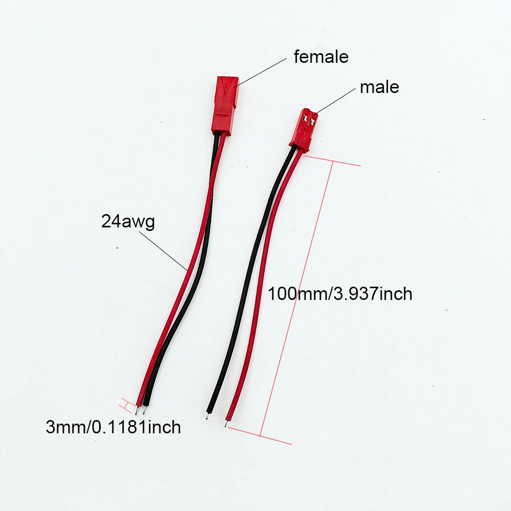 20pcs Male&Female Connector JST Plug Cable DIY 2 Pin Connectors Terminals