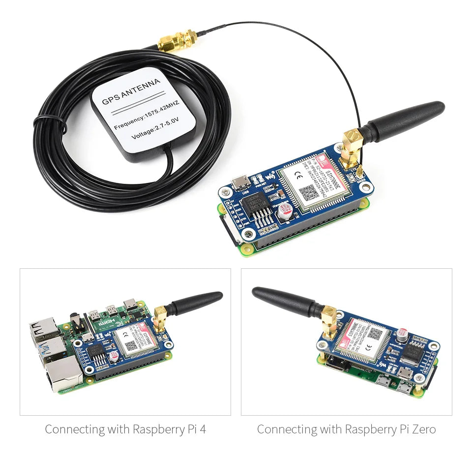 Waveshare SIM7000E NB-IoT / Cat-M / EDGE / GPRS HAT for Raspberry Pi, GNSS, for Europe, Africa, Australia, Southeast Asia
