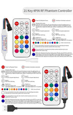 WS2811 WS2812B WS2813 WS2815 LED Pixels Strip Light Controller 3/4PIN USB/DC RF 14/17/21Keys LED Tape Remote Controller DC5-24V