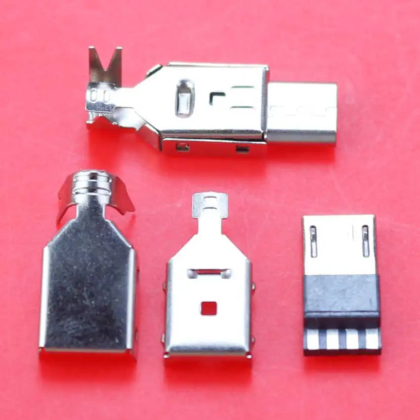 Cltgxdd 1Set Micro USB 4Pin 5PIN Male Connector Plug Metal Shell Welding Wire Data OTG Line Interface DIY Data Cable Plug