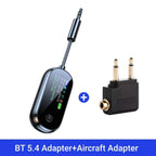 2 In 1 Bluetooth 5.4 Transmitter Receiver Stereo 3.5mm AUX Airplane Audio Wireless Adapter Mic for TV PC Headphone Car Aircraft