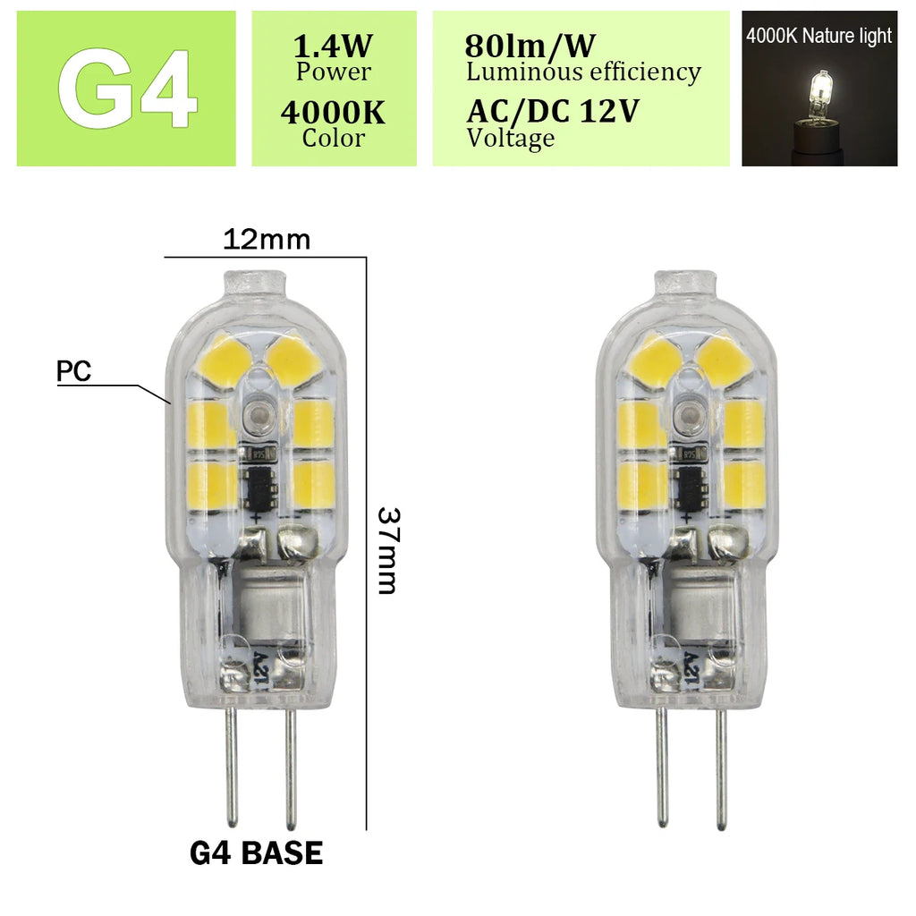 2pcs Mini G4 12V 24V LED Lamp Dimmable Light 3W COB Bulb AC DC 12V Lampada COB 360 Beam Lampada G4 COB Lights Replace Halogen