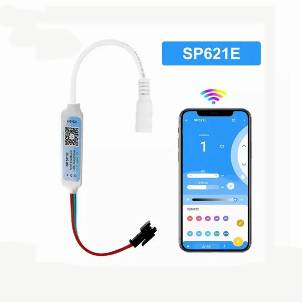 1PC Piexls Music Bluetooth App Controller SP621E DC5-24V Light Controller 3 PIN Addressable For WS2812B WS2811