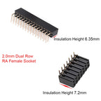 10pcs 2.0mm PH6.35/7.2mm Double Row Female Bent Pin Connector Right Angle 90 degree Socket 2*2P-40 Pin