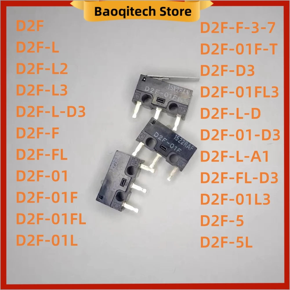 D2F - F-3-7 Snap Action N.O./N.C. SPDT Pin Plunger 3A 125VAC 30VDC 1.47N Travel micro switch for Omron mouse switch