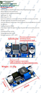 XL6009 4A Boost Converter Step Up Adjustable 15W 5-32V to 5-50V DC-DC Power Supply Module High Performance Low Ripple
