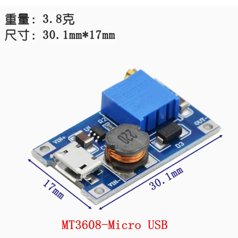 1PCS MT3608 DC-DC Step Up Converter Booster Power Supply Module Boost Step-up Board MAX output 28V 2A for arduino diy kit