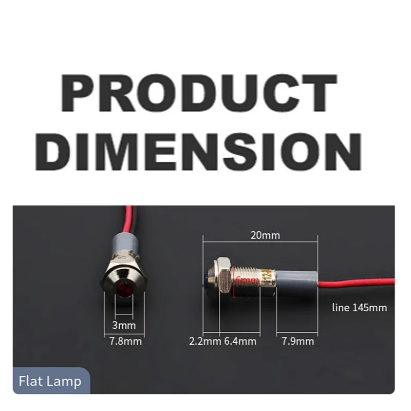 VaneAims 6mm Metal LED Indicator Light Panel Mounting Small Signal Lamp Red Blue Yellow Green White 220V 24V 12V 6V 3V