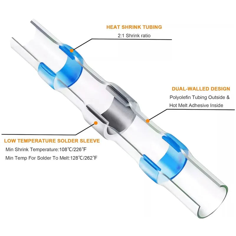 10-200pcs Welding Ring Heat Shrink Tube Terminal Waterproof Electrical Connection Solder Seal Wire Connectors Butt Splice