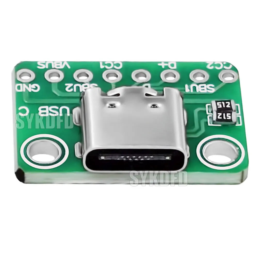 USB 3.1 Type C Connector 16 Pins Type-C Female Socket Receptacle Adapter Type-C 16Pin Adapter Board 8pin 512  Dual Resistor 5.1K