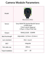New Original Raspberry Pi High Quality HQ M12 Camera Module 12.3MP IMX477 Sensor, Support for M12-Mount Lens