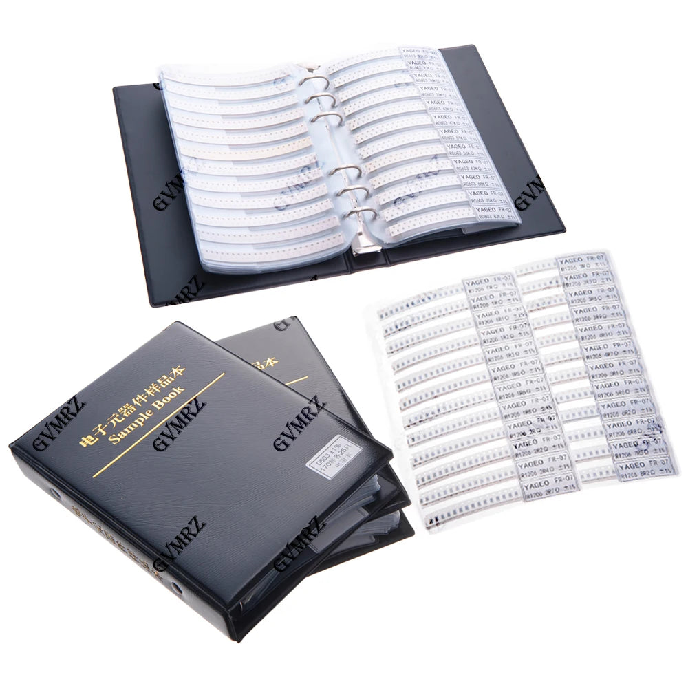0201 0402 0603 Resistor Kit SMD Book Resistor Assortment Kit 0805 1206 1% FR-07 170 Values 0R-10M Smd DIY Sample Book