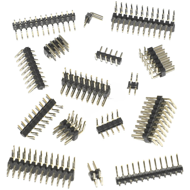 50pcs 2.0mm Pitch Pin Header Single Row Double Row 90 Degree Curved Needle Copper Foot Pin 2*2P/3P/4P/5P/6P/7P/8P/12P