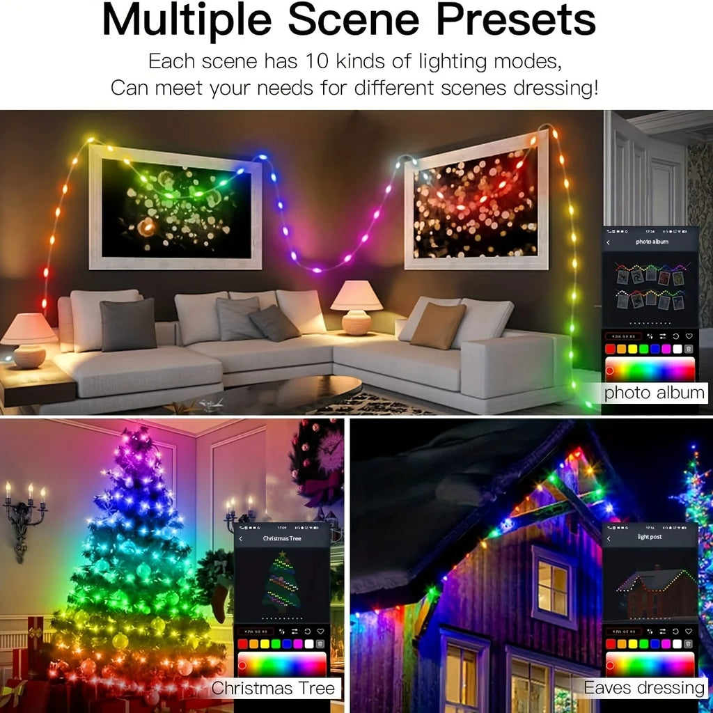 USB 5V Smart RGB-IC Fairy Light String Christmas Lights Decorations Lamp Garland WS2812 Bluetooth APP&Remote Control Addressable