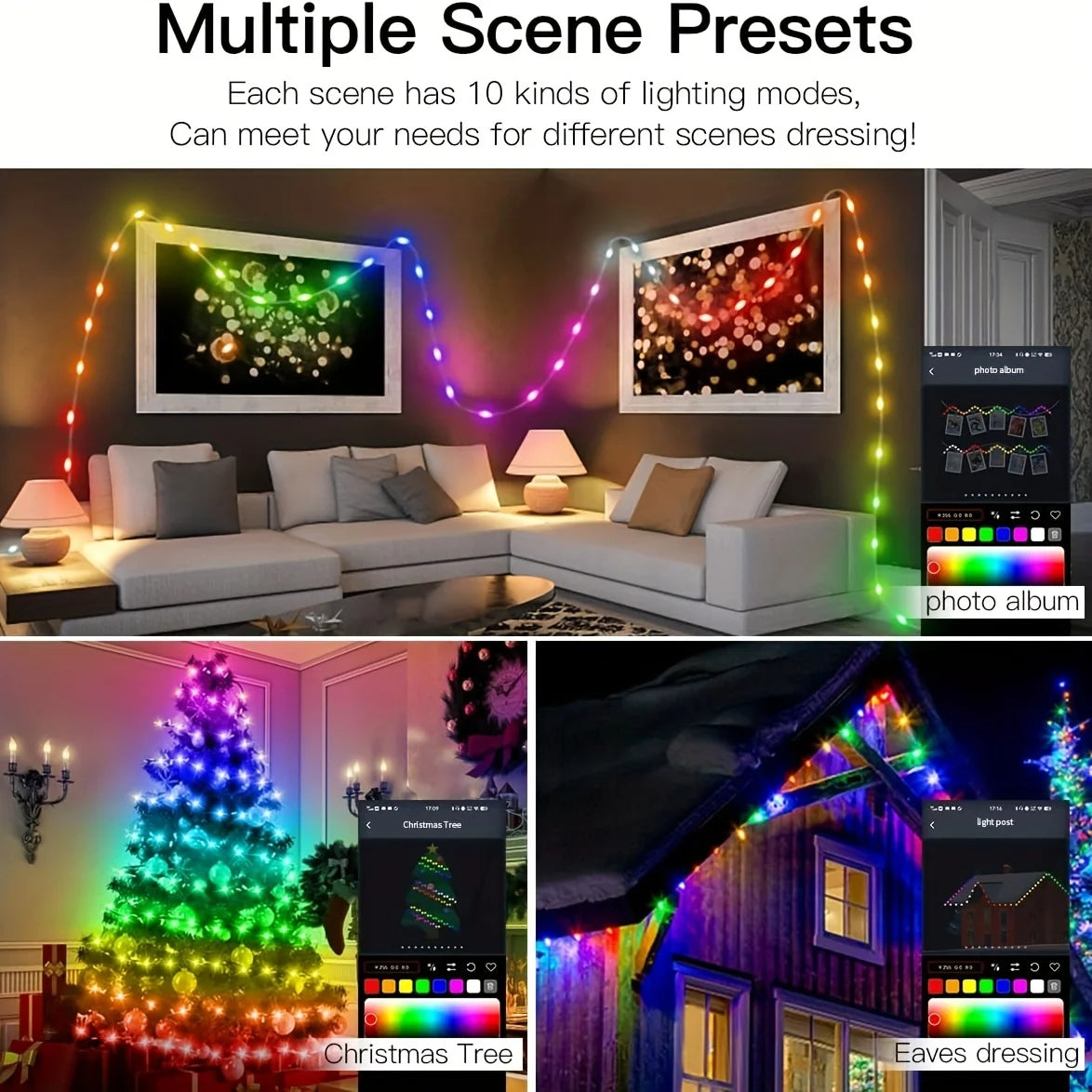 USB 5V Smart RGB-IC Fairy Light String Christmas Lights Decorations Lamp Garland WS2812 Bluetooth APP&Remote Control Addressable