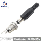 5.5*2.5mm DC Power Supply Male Plug Connector 5.5x2.1mm Female Metal Panel Mount Socket Jack DC Connectors Terminal Adapter