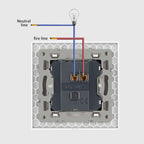 JHJCH - 1 Gang 1/2 Way Stair Switch, Tempered Glass Panel, Rocker Light Switch, On / Off Switch, Toggle Wall Switch