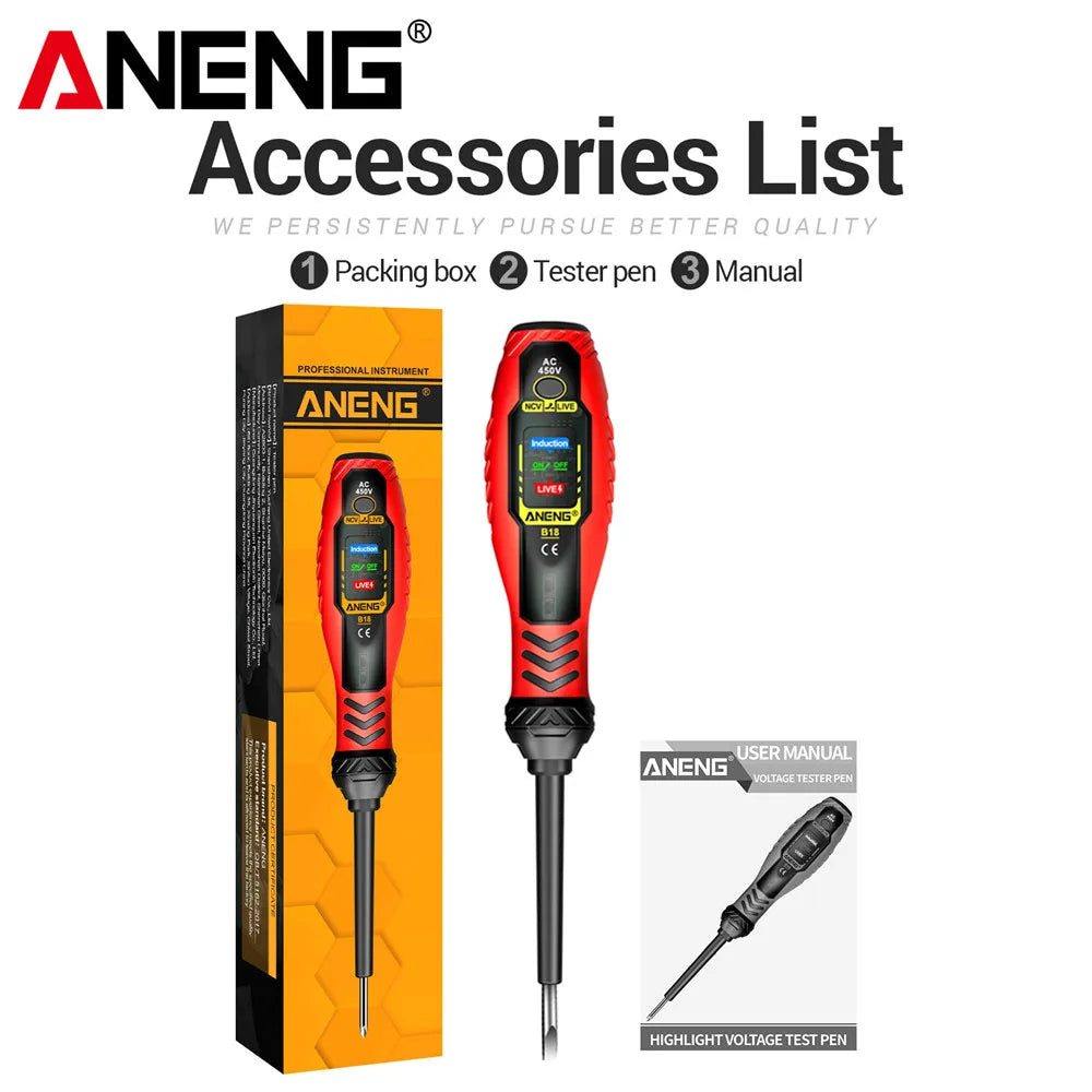 ANENG ST170 Clamp Meter Digital Multimeter Tester 500A AC Current AC/DC Voltage+B18 Highlight Voltage Tester Pen Electrician Set