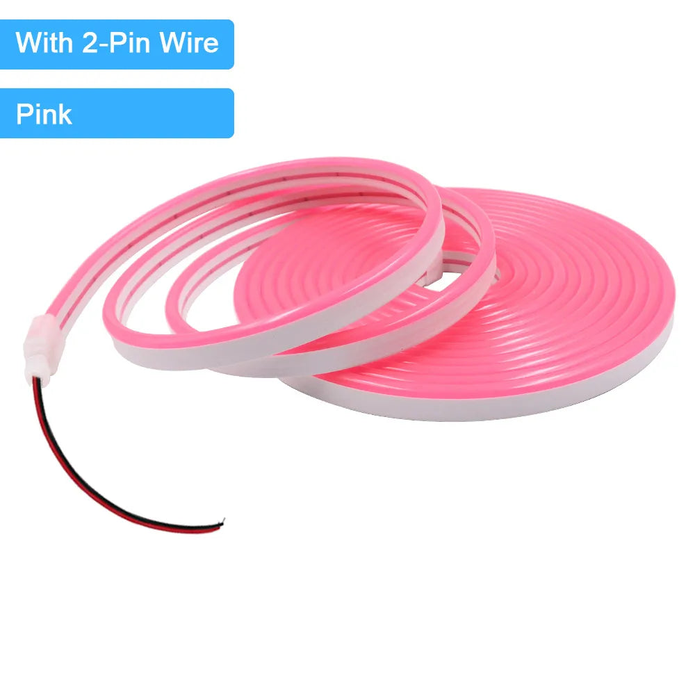 12V 24V LED Neon Light Strip Waterproof Neon Sign 6X12mm Silicone Rope Lights Flexible Lamp Decoration with DC Plug/2pin Wire