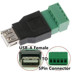 USB 2.0 Type A Male/Female to 5 Pin Screw Connector USB Jack with Shield Screw Terminal Plug Socket for Computer TV Keyboard