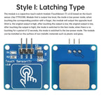 TTP223B Digital Touch Sensor Switch Module 1 Channel Capacitive Touch Module Gold-Plated Point Action Latch Type