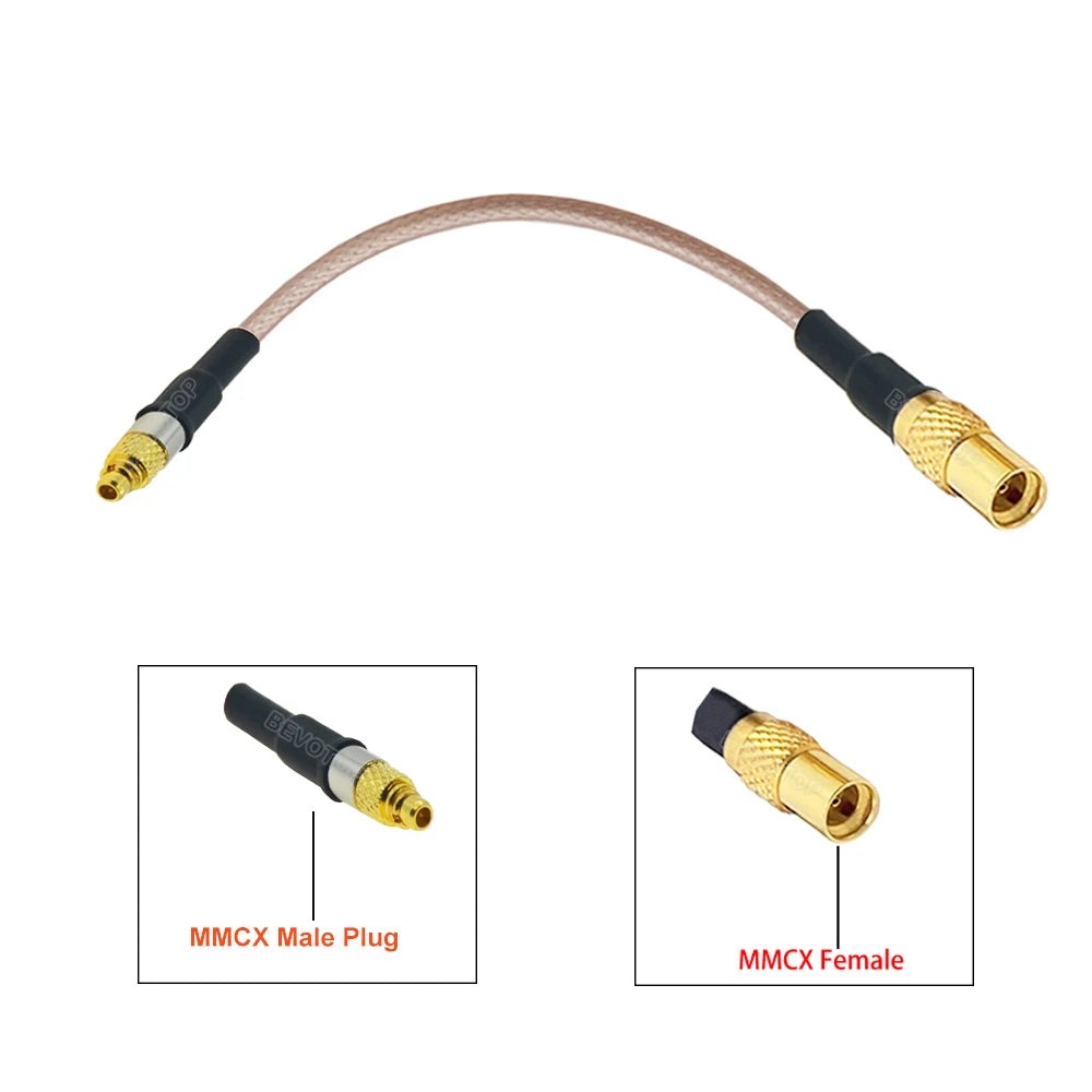 2Pcs/Lot MMCX Male Right Angle to MMCX Female 90 Degree Connector RG316 Cable 50 Ohm RF Coaxial Pigtail Extension Coax Jumper