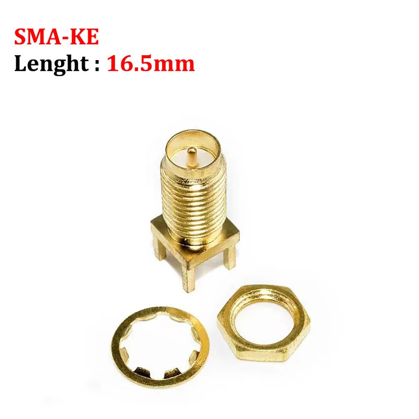 Cltgxdd 1/5/10pcs SMA-KE/KWE SMA Female Jack Adapter Solder Edge PCB Mount Antenna Base RF Copper Coaxial Connector Plug Socket