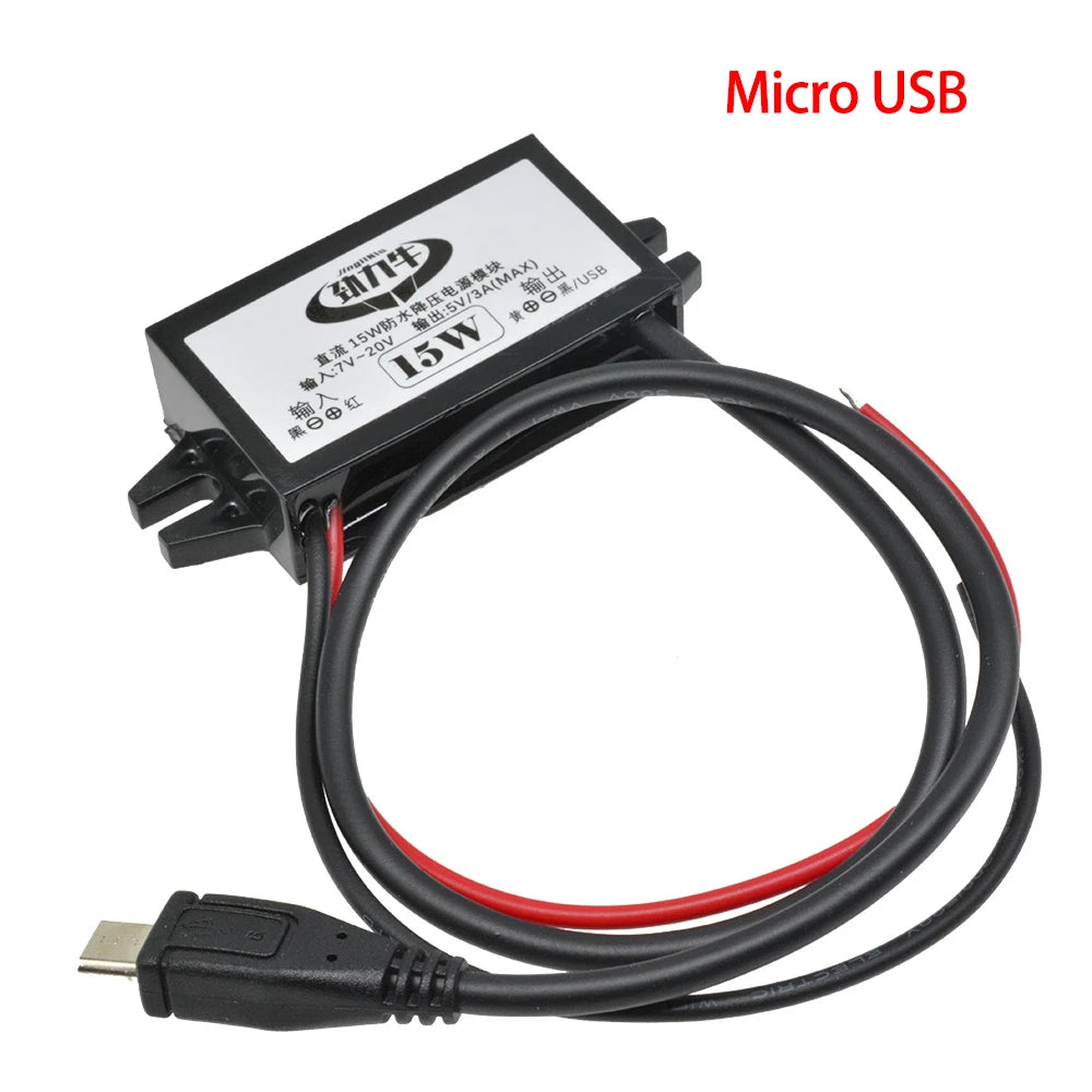 DC-DC Step Down Buck Converter Power Supply Module for Car 12V to 5V 3A 15W for Car Male Female USB Mini USB Micro USB Adapter