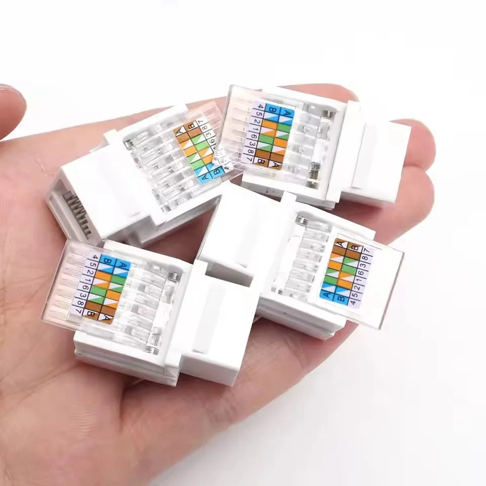 1-10PCS Cat6/Cat5e Ethernet Keystone Jack No Punch-Down Tool-Less RJ45 Module Coupler Ethernet Module Female Jack Wall Adapter