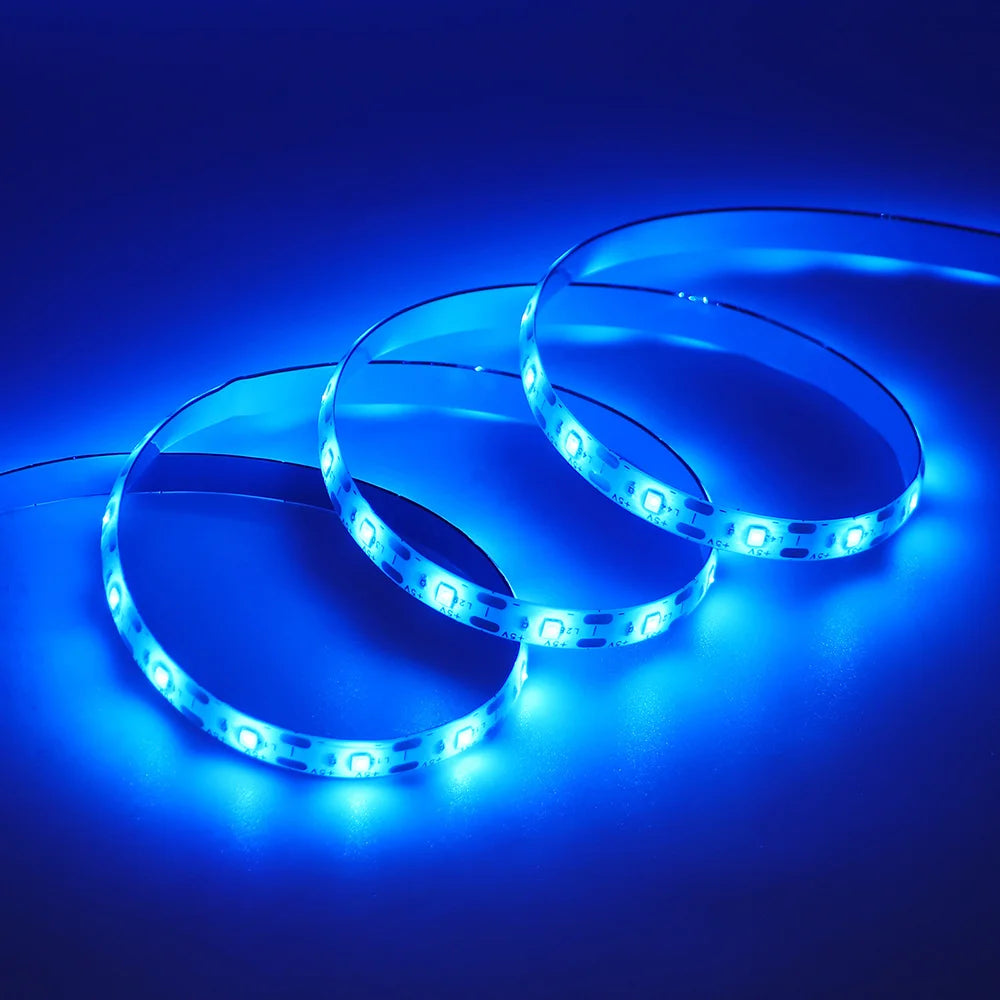 5V USB 2835 LED Strip Light with DC Plug 3528 SMD Flexible Led Tape Ribbon 60LED 0.5m 1m 2m 5m Cabinet Lights Night TV Backlight