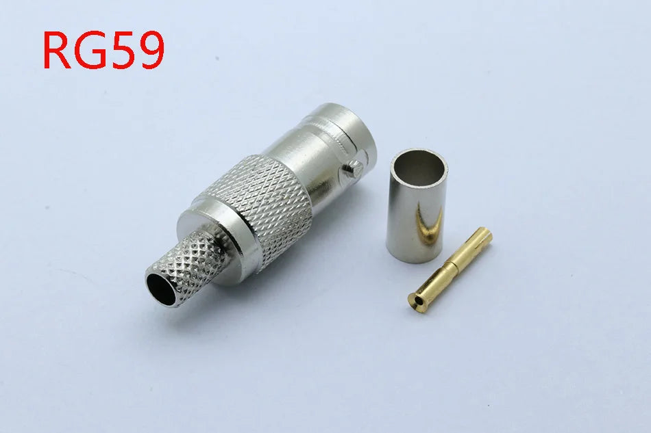 1pc RF Coaxial Connector BNC Female Jack Crimp Connector Straight for RG58 RG59 RG6 Cable Adapter CCTV Connector