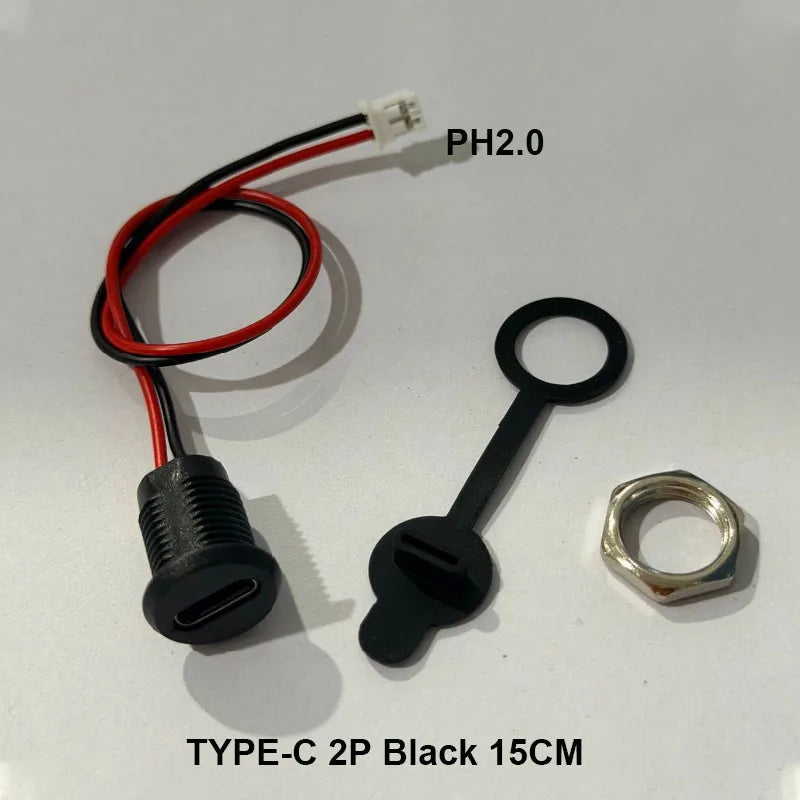 1/5PC 2/4/5Pin USB Type C Connector Type-C Female Socket With PH2.0 Terminal Nut Locking Plate Waterproof Fast Charging JackPort