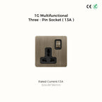 Avoir Bronze Brushed Toggle Switch 1-4 Gang 2 Way Metal Lever Wall Light Switches Standard Plug Adapter Electric Socket With Usb