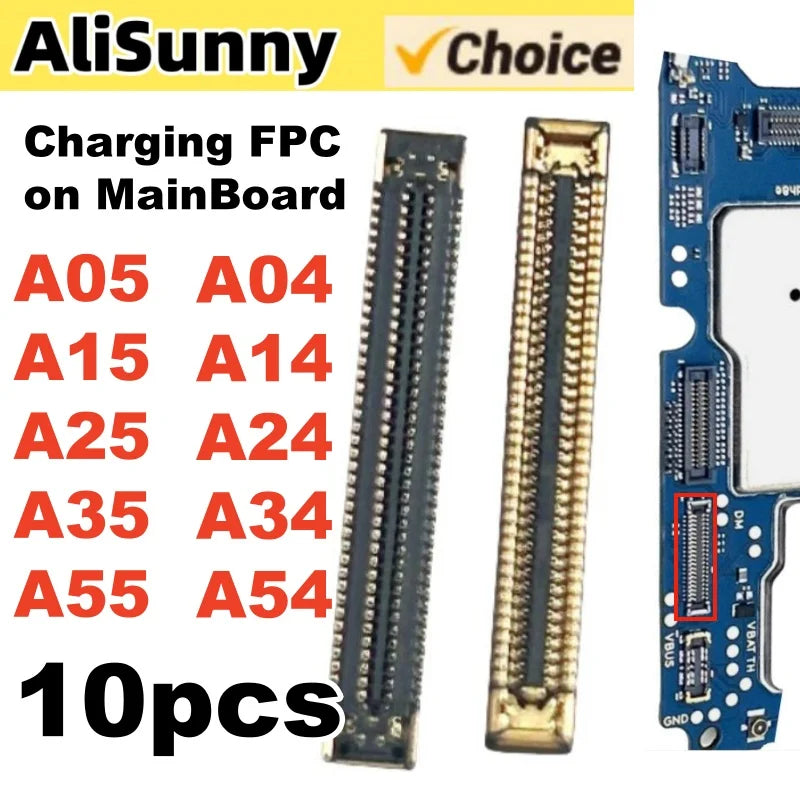10pcs USB Charging FPC on Board MainBoard For Samsung A15 A25 A35 A55 A04 A14 A24 A34 A54 Connector Clip Port Plug