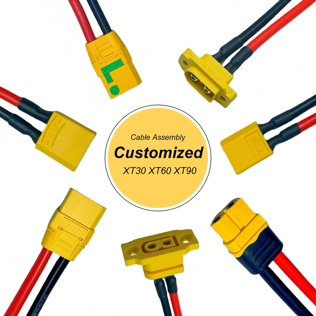 XT60H Female Male to Single Ended Battery Connector Adapter 12AWG Silicone Cable Converter Battery Custom Cable Assembly XT60