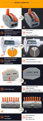 Compact Quick Plug-in Terminal for Cable Connectors, 30/50/100 Piece Terminal Orange Home Wiring Module Paralleling Device