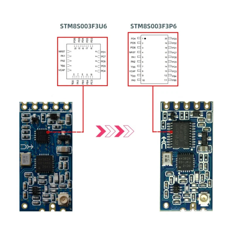 5pcs/1pc HC-12 SI4463 433Mhz Wifi Wireless Serial Port Module HC12 1KM 1000m 433MHz Receiving Transmitting Board TSSOP/QFN