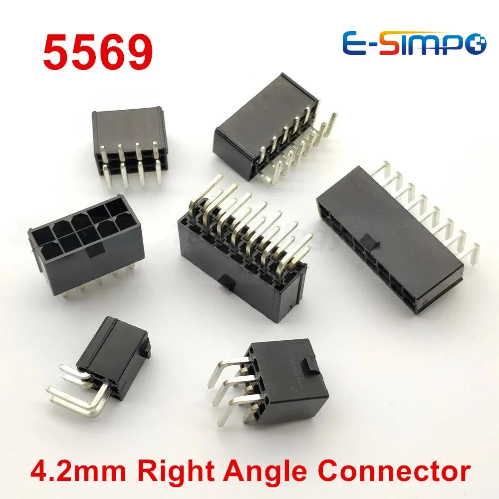 10pcs 5569 MX Mini Fit MX4.2mm Black Automotive Connector Right Angle Female Pin Socket 2*1-2*12P PC Computer Graphic Card Board