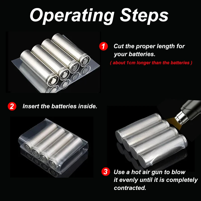 Width 17mm ~ 200mm Clear PVC Heat Shrink Tube 18650 Battery Wrap Battery Pack Insulated Cable Protector Sleeve Lithium Film Case